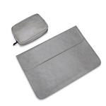 PU01S PU Leather Horizontal Invisible Magnetic Buckle Laptop Inner Bag for 14.1 inch laptops, with Small Bag (Grey)