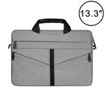 13.3 inch Breathable Wear-resistant Fashion Business Shoulder Handheld Zipper Laptop Bag with Shoulder Strap (Light Grey)