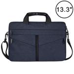 13.3 inch Breathable Wear-resistant Fashion Business Shoulder Handheld Zipper Laptop Bag with Shoulder Strap (Navy Blue)