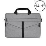 14.1 inch Breathable Wear-resistant Fashion Business Shoulder Handheld Zipper Laptop Bag with Shoulder Strap (Light Grey)