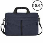 15.6 inch Breathable Wear-resistant Fashion Business Shoulder Handheld Zipper Laptop Bag with Shoulder Strap (Navy Blue)