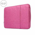 13.3 inch Universal Fashion Soft Laptop Denim Bags Portable Zipper Notebook Laptop Case Pouch for MacBook Air / Pro, Lenovo and other Laptops, Size: 35.5x26.5x2cm (Magenta)