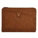 Universal Genuine Leather Business Zipper Laptop Tablet Bag For 15 inch and Below(Brown)