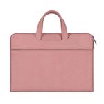 ST06 Waterproof PU Leather Zipper Hidden Portable Strap One-shoulder Handbag for 15.6 inch Laptops, with Suitcase Belt (Pink)