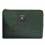 Universal Genuine Leather Business Zipper Laptop Tablet Bag For 12 inch and Below(Green)