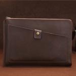 Universal Genuine Leather Business Laptop Tablet Zipper Bag For 13.3 inch and Below(Coffee)