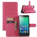 Litchi Texture Horizontal Flip Leather Case for Lenovo A6010 & A6000 Plus, with Wallet & Holder & Card Slots (Rose Red)