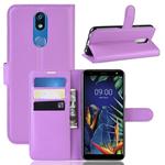 Litchi Texture Horizontal Flip Leather Case for LG K40, with Wallet & Holder & Card Slots (Purple)