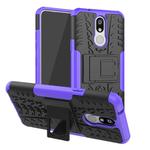 Shockproof  PC + TPU Tire Pattern Case for LG K40, with Holder (Purple)