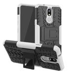 Shockproof  PC + TPU Tire Pattern Case for LG K40, with Holder (White)