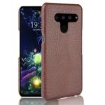 Shockproof Crocodile Texture PC + PU Protective Case for LG V50 ThinQ 5G (Brown)