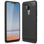 For LG G7 ThinQ Brushed Texture Carbon Fiber Shockproof TPU Protective Back Case (Black)