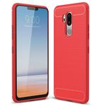 For LG G7 ThinQ Brushed Texture Carbon Fiber Shockproof TPU Protective Back Case (Red)