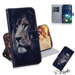 Lion Pattern Coloured Drawing Horizontal Flip Leather Case for LG V50 ThinQ 5G, with Holder & Card Slots & Wallet
