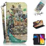 3D Colored Drawing Animals Pattern Horizontal Flip Leather Case for LG Q Stylo 5, with Holder & Card Slots & Wallet