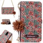 For LG K8 (2017) (EU Version) Impatiens Balsamina Pattern Horizontal Flip Leather Case with Holder & Card Slots & Pearl Flower Ornament & Chain