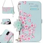 For LG K10 (2017) (EU Version) Sakura Flower Pattern Horizontal Flip Leather Case with Holder & Card Slots & Pearl Flower Ornament & Chain