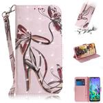 3D Painting Butterfly High Heels Pattern Coloured Drawing Horizontal Flip Leather Case for LG Q60, with Holder & Card Slots & Wallet