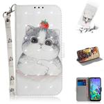 3D Painting Cute Cat Pattern Coloured Drawing Horizontal Flip Leather Case for LG Q60, with Holder & Card Slots & Wallet