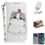 3D Painting Cute Cat Pattern Coloured Drawing Horizontal Flip Leather Case for LG K50, with Holder & Card Slots & Wallet