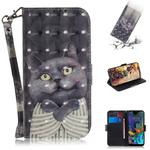 3D Painting Embrace Cat Pattern Coloured Drawing Horizontal Flip Leather Case for LG K50, with Holder & Card Slots & Wallet
