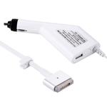 45W 14.85V 3.05A 5 Pin T Style MagSafe 2 Car Charger with 1 USB Port for Apple Macbook A1466 / A1436 / A1465 / A1435 / MD224 / MD231 / MD761 / MD711, Length: 1.7m(White)