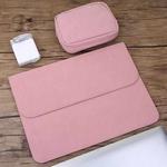 2 in 1 Horizontal Matte Leather Laptop Inner Bag + Power Bag for MacBook 12 inch A1534 (2015 - 2017)(Pink)