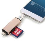 3 in 1 Type-c & Micro USB & USB 2.0 3 Ports SD / TF Card Reader for OTG Enabled Smartphones / PC(Gold)