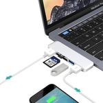 5 in 1 Multi-function Aluminium Alloy 5Gbps Transfer Rate USB-C / Type-C HUB Adapter with 3 USB 3.0 Ports & SD Card Slot & TF Card Slot for Macbook 2015 / 2016 / 2017(Silver)