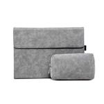 For Microsoft Surface Pro 7 / 7+ South African Sheepskin Magnetic Horizontal Flip Leather Case + Power Supply Bag with Pen Slot & Holder (Grey)