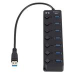 7 Ports USB 3.0 High Speed Multi Hub Expansion with Switch for PC & Laptop