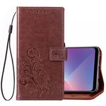 Lucky Clover Pressed Flowers Pattern Leather Case for OPPO A5, with Holder & Card Slots & Wallet & Hand Strap(Brown)