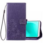 Lucky Clover Pressed Flowers Pattern Leather Case for OPPO A83, with Holder & Card Slots & Wallet & Hand Strap(Purple)