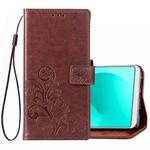 Lucky Clover Pressed Flowers Pattern Leather Case for OPPO A83, with Holder & Card Slots & Wallet & Hand Strap(Brown)