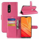 For OnePlus 6 Litchi Texture Horizontal Flip Leather Case with Holder & Card Slots & Wallet(Magenta)