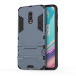 Shockproof PC + TPU  Case for OnePlus 6T, with Holder(Navy Blue)