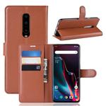 Litchi Texture Horizontal Flip Leather Case for OnePlus 7 Pro, with Wallet & Holder & Card Slots(Brown)