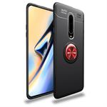 lenuo Shockproof TPU Case for OnePlus 7 Pro, with Invisible Holder (Black Red)