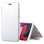 Mirror Clear View Horizontal Flip PU Leather Case for OnePlus 6, with Holder (Silver)