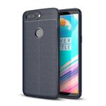 For OnePlus  5T Litchi Texture Soft TPU Protective Back Cover Case (Navy Blue)