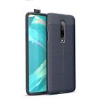 Litchi Texture TPU Shockproof Case for OnePlus 7 (Navy Blue)