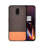 Shockproof Splicing PU + Cloth Protective Case for OnePlus 7 (Brown)