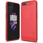 MOFI Brushed Texture Carbon Fiber Shockproof TPU Case for OnePlus 5 (Red)