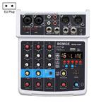 BMG-40F 4-channel Bluetooth USB Mini Mixer Sound Card, EU Plug (White)