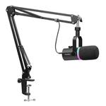 FEELWORLD PM1-AS XLR/USB Dynamic Microphone for Podcasting Recording Gaming Live Streaming with Boom Arm (Black)