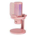 FEELWORLD VM1 USB Condenser Gaming Microphone for Streaming Noise Cancellation Mute RGB Light Desktop Stand (Pink)