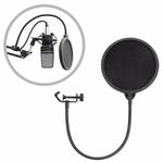 Double-layer Recording Microphone Studio Wind Screen Pop Filter Mask Shield with Clip Stabilizing Arm, For Studio Recording, Live Broadcast, Live Show, KTV, etc(Black)