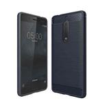 For Nokia 5 Brushed Carbon Fiber Texture Shockproof TPU Protective Cover Case(Navy Blue)