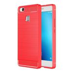 For Huawei  P9 Lite Brushed Texture Fiber TPU Rugged Armor Protective Case(Red)