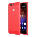 For Huawei  P9 Plus Brushed Texture Fiber TPU Rugged Armor Protective Case(Red)